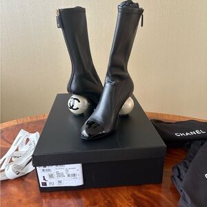CHANEL Pearl Heel Boots